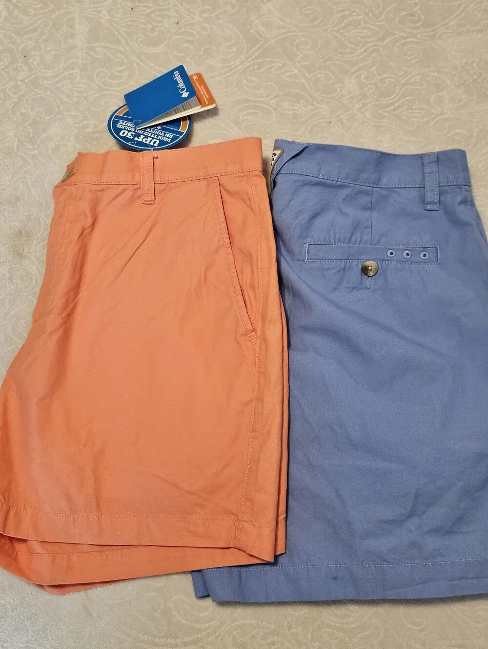 NWT Lot 2 Columbia PFG Bonehead II Fishing Shorts Mens 32 UPF 30 Orange Blue 6